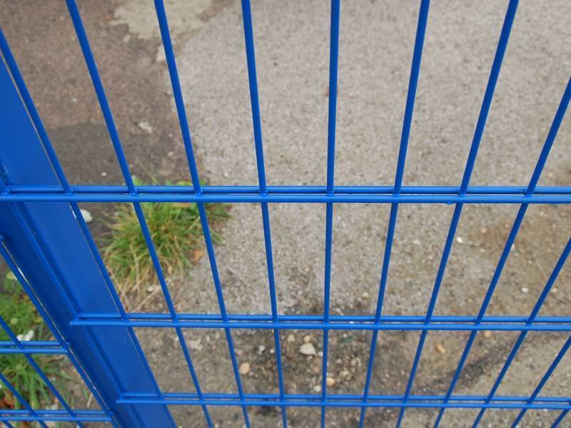 double wire mesh fence blue