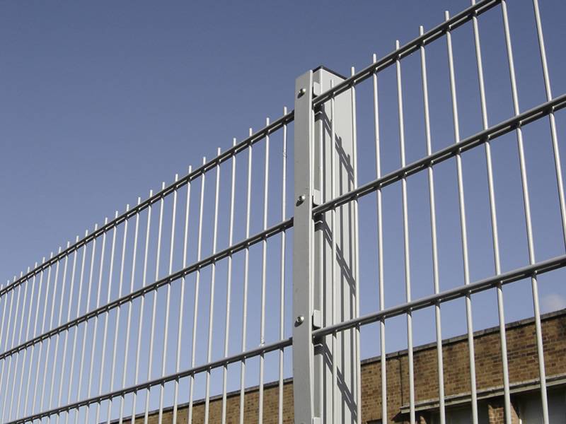 double wire mesh fence gray